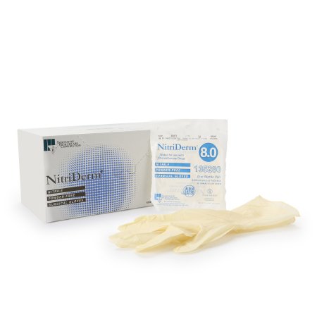 Surgical Glove NitriDerm Sterile Nitrile Standard Cuff Length Fully Textured White Chemo Tested