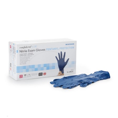 Exam Glove McKesson Confiderm 6.8C NonSterile Nitrile Standard Cuff Length Textured Fingertips Blue Chemo Tested / Fentanyl Tested