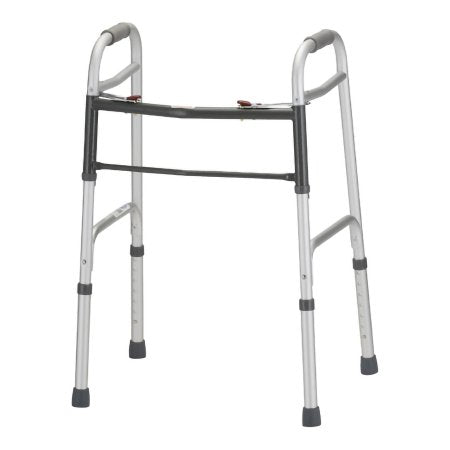 Dual Release Folding Walker with Wheels Adjustable Height Nova Aluminum Frame 300 lbs. Weight Capacity 32-1/2 to 38-1/4 Inch Height