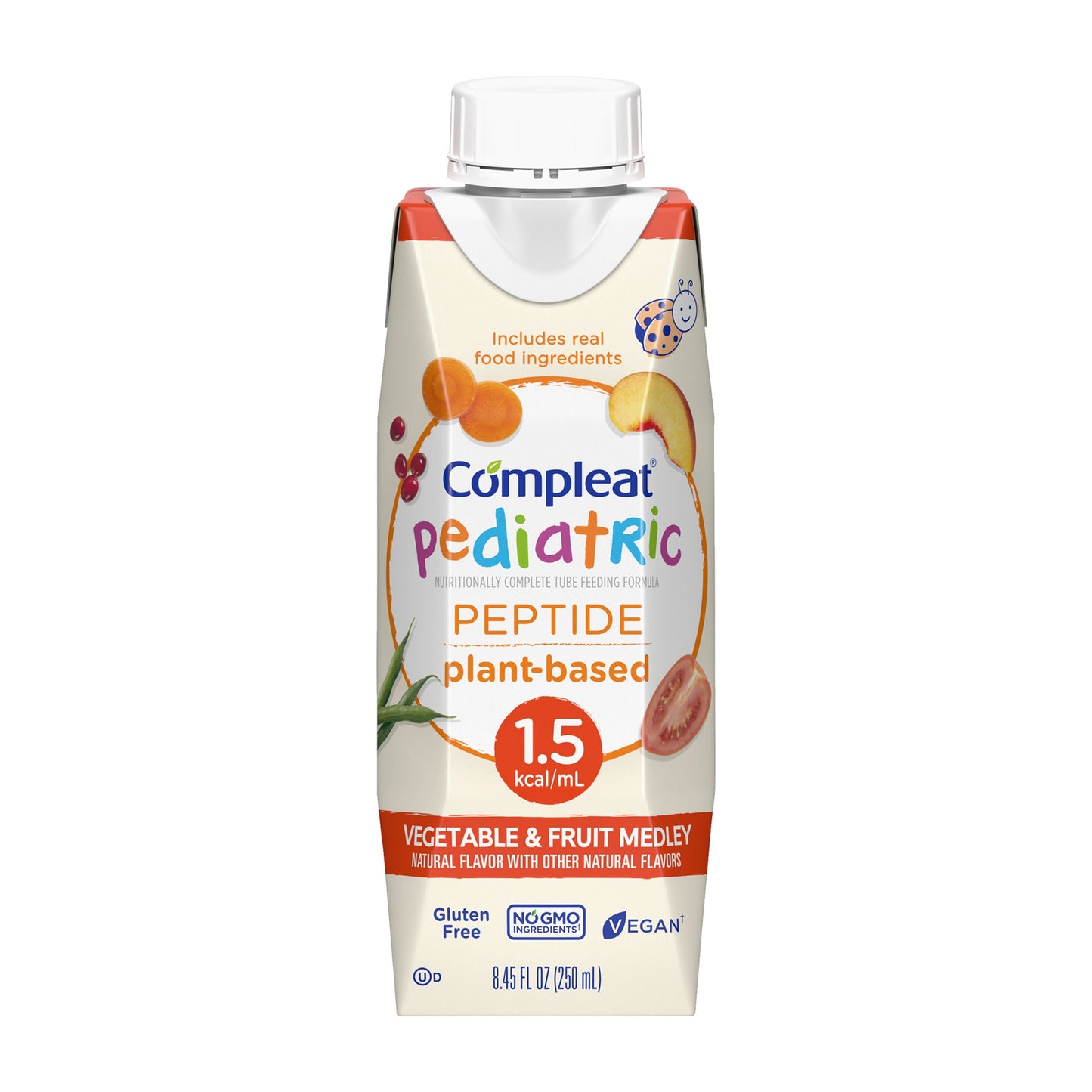 Compleat Peptide 1.5 Pediatric Tube Feeding Formula Vegetable Fruit Flavor 8.45 oz Carton