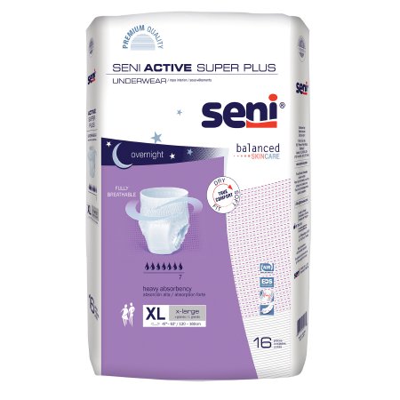 Underwear Seni Active Super Plus Pull On with Tear Away Seams X-Large Disposable Heavy Absorbency