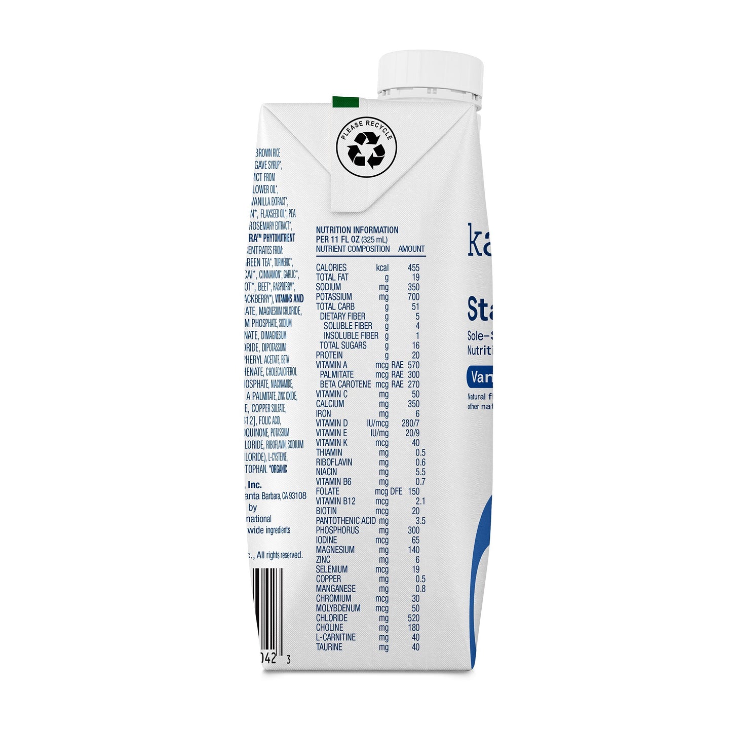 Kate Farms Standard 1.4 Vanilla Flavor Liquid 11 oz Carton Plant-Based High-Calorie Oral Supplement