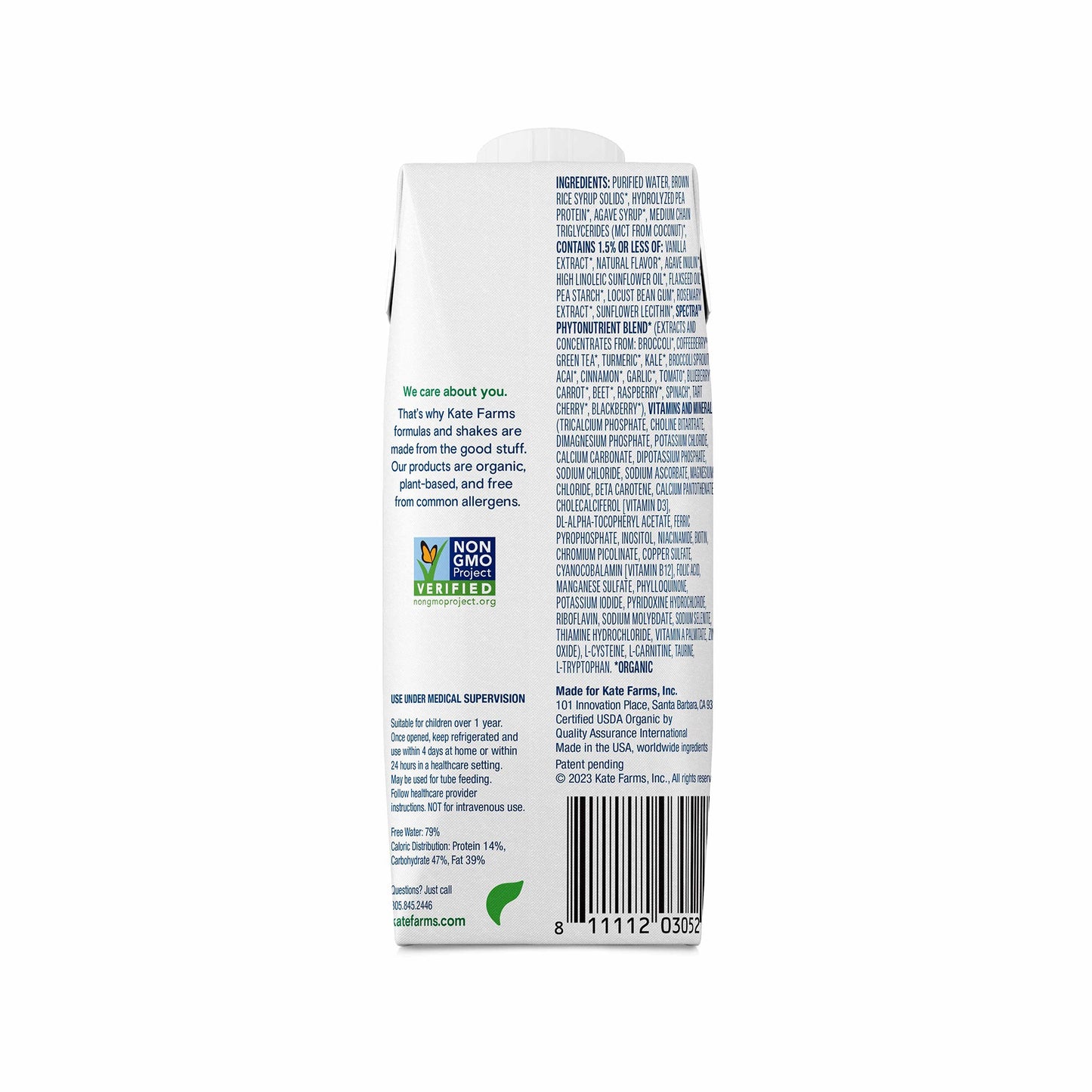 Kate Farms Pediatric Peptide 1.0 Pediatric Oral Supplement Vanilla 8.45 oz Carton Organic Hydrolyzed Pea Protein