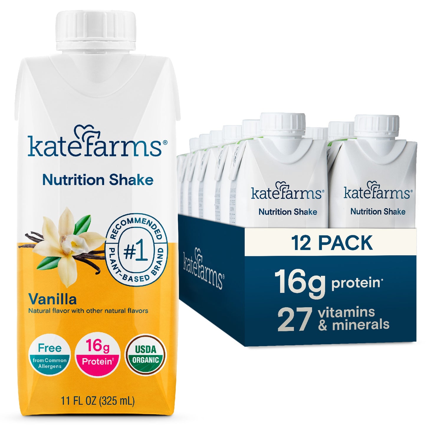 Kate Farms Nutrition Shake Vanilla Flavor Liquid 11 oz Carton Plant-Based Supplement