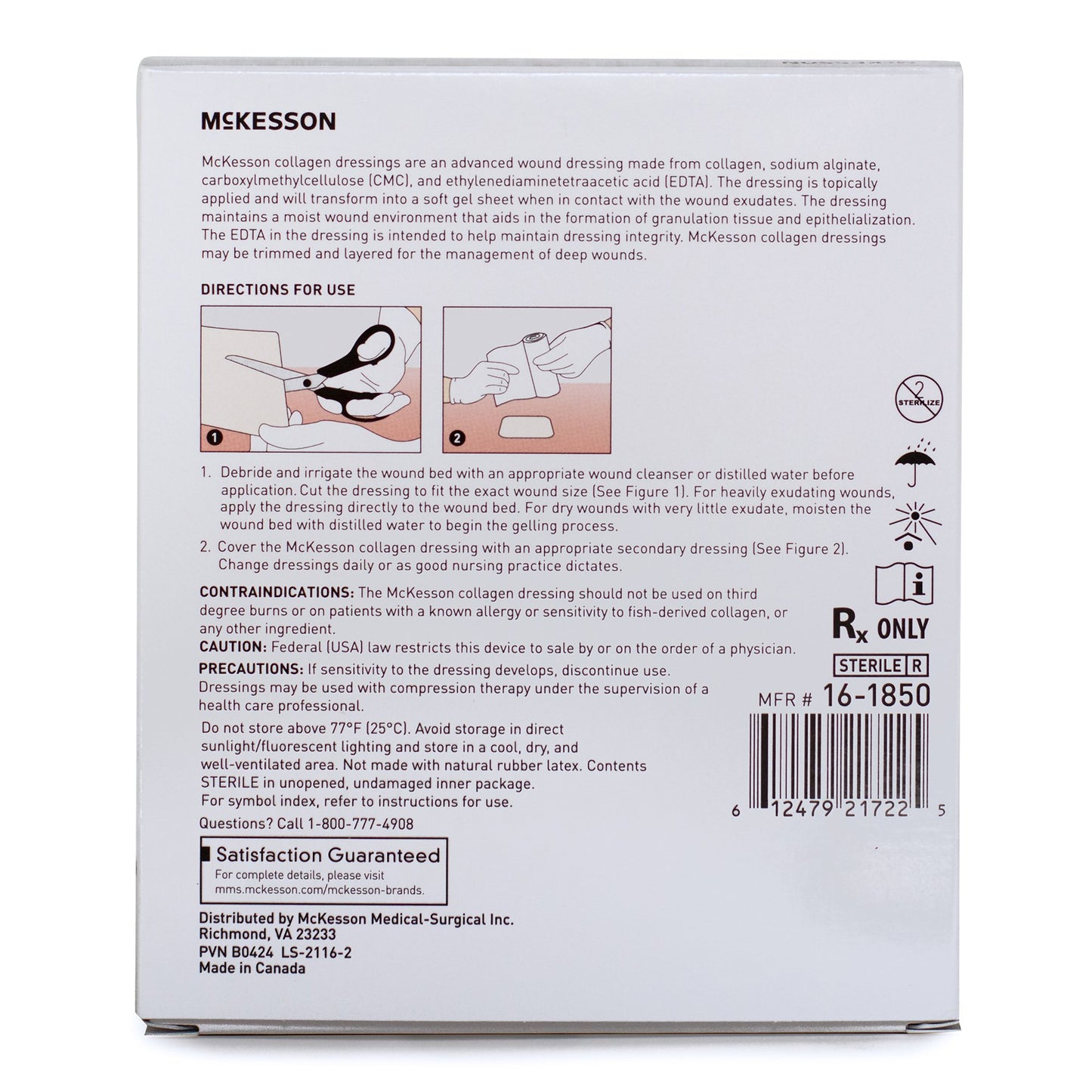 McKesson Collagen Dressing 2 x 2 Inch Sterile Wound Dressing Sheets