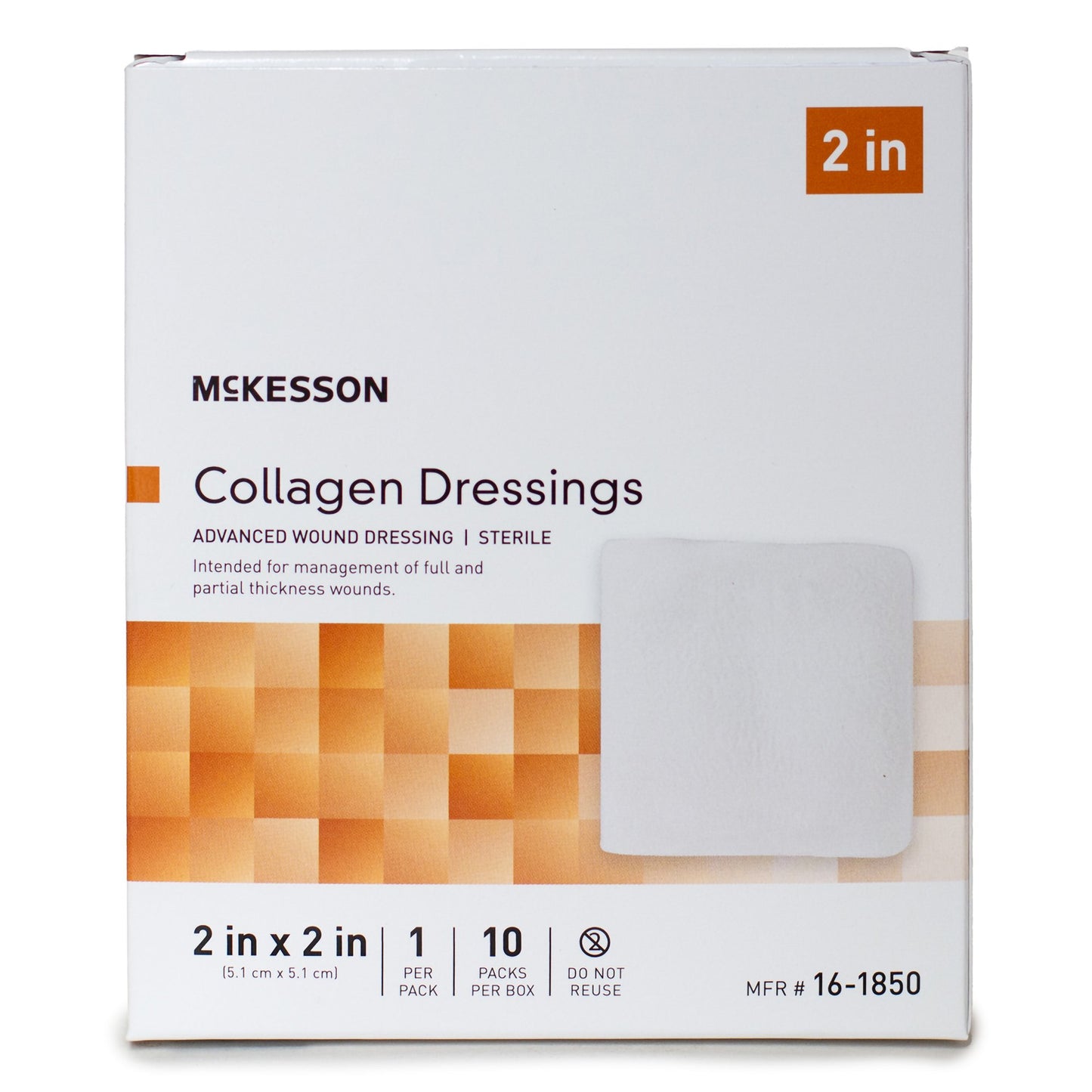 McKesson Collagen Dressing 2 x 2 Inch Sterile Wound Dressing Sheets