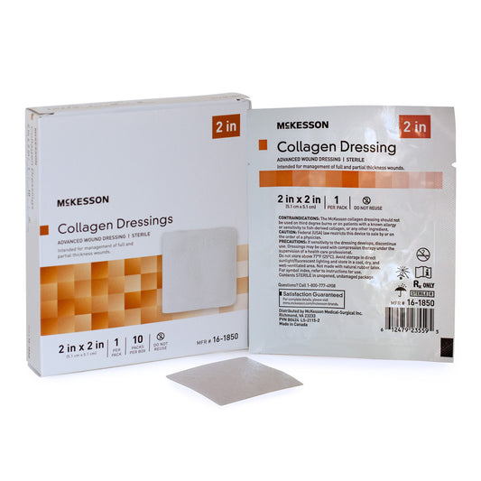 McKesson Collagen Dressing 2 x 2 Inch Sterile Wound Dressing Sheets