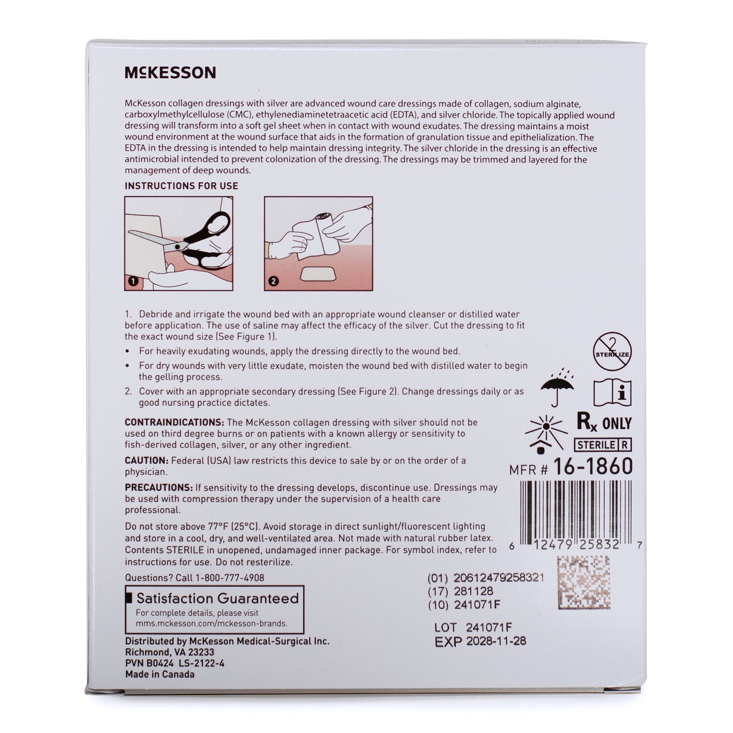 McKesson Silver Collagen Dressing 2 x 2 Inch – Sterile Advanced Wound Care Dressing