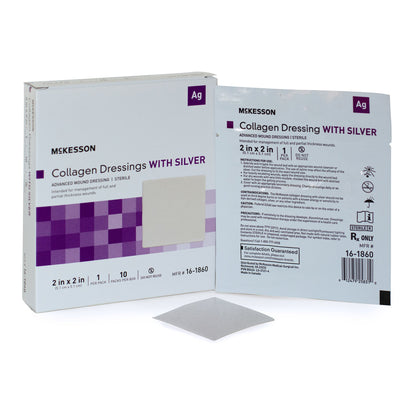 McKesson Silver Collagen Dressing 2 x 2 Inch – Sterile Advanced Wound Care Dressing