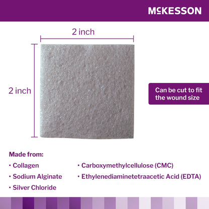 McKesson Silver Collagen Dressing 2 x 2 Inch – Sterile Advanced Wound Care Dressing