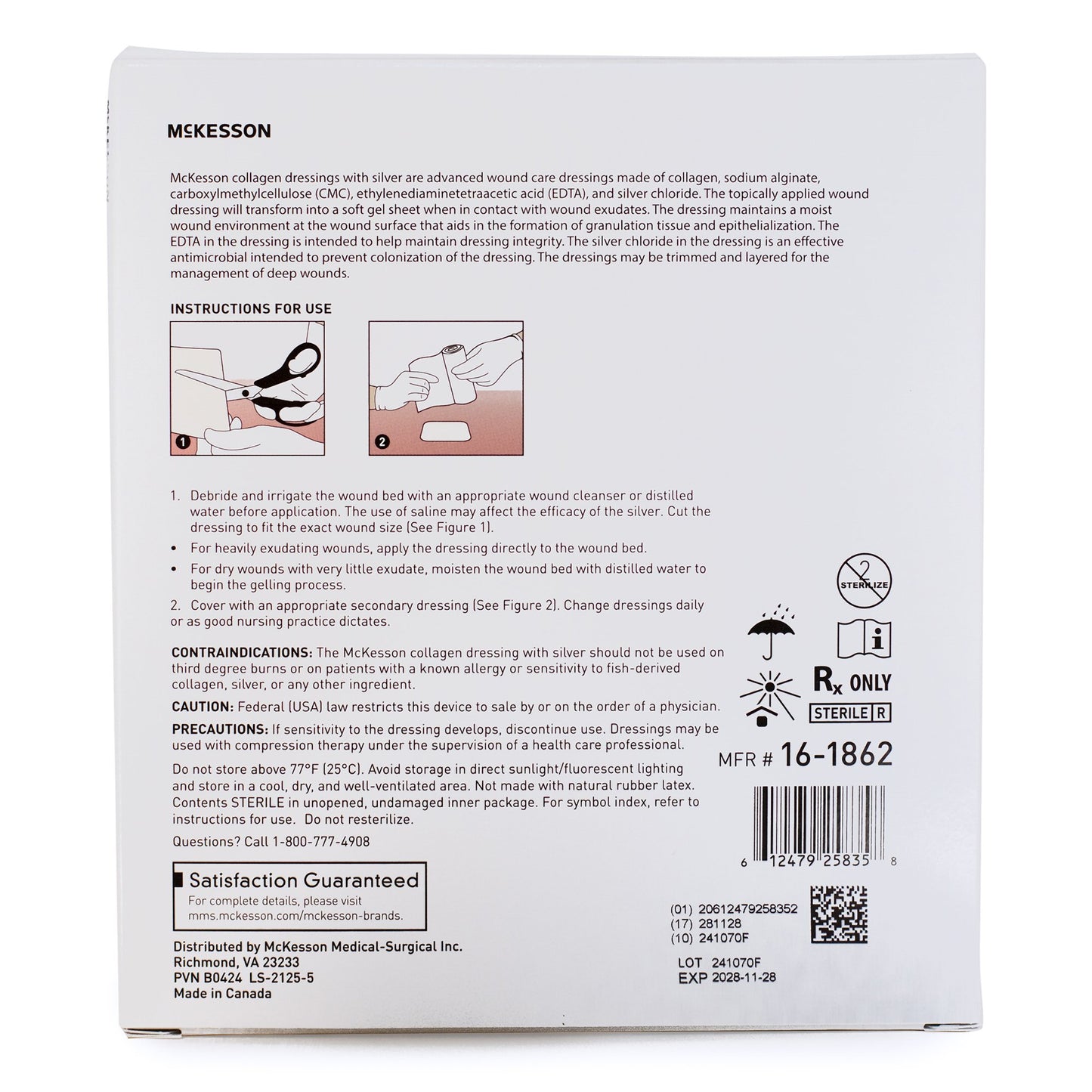 McKesson Silver Collagen Dressing 4 x 4 Inch – Sterile Advanced Wound Care Dressing