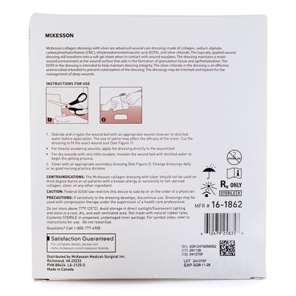 McKesson Silver Collagen Dressing 4 x 4 Inch – Sterile Advanced Wound Care Dressing