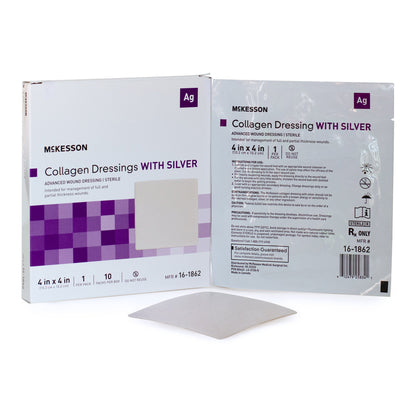 McKesson Silver Collagen Dressing 4 x 4 Inch – Sterile Advanced Wound Care Dressing