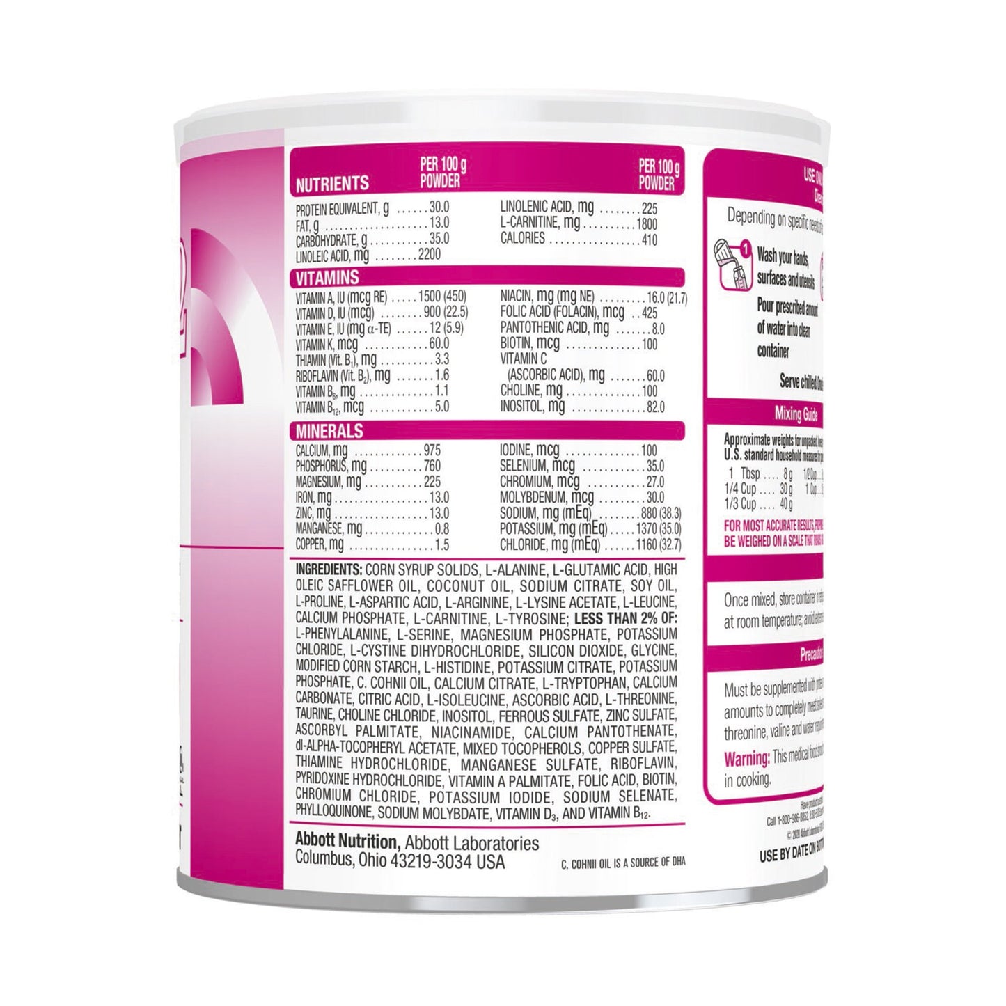 Abbott Propimex-2 Oral Supplement Powder Unflavored 14.1 oz Can for Metabolic Disorders