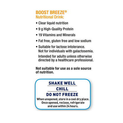 Boost Breeze Clear Liquid Oral Supplement Orange Flavor 8 oz Carton