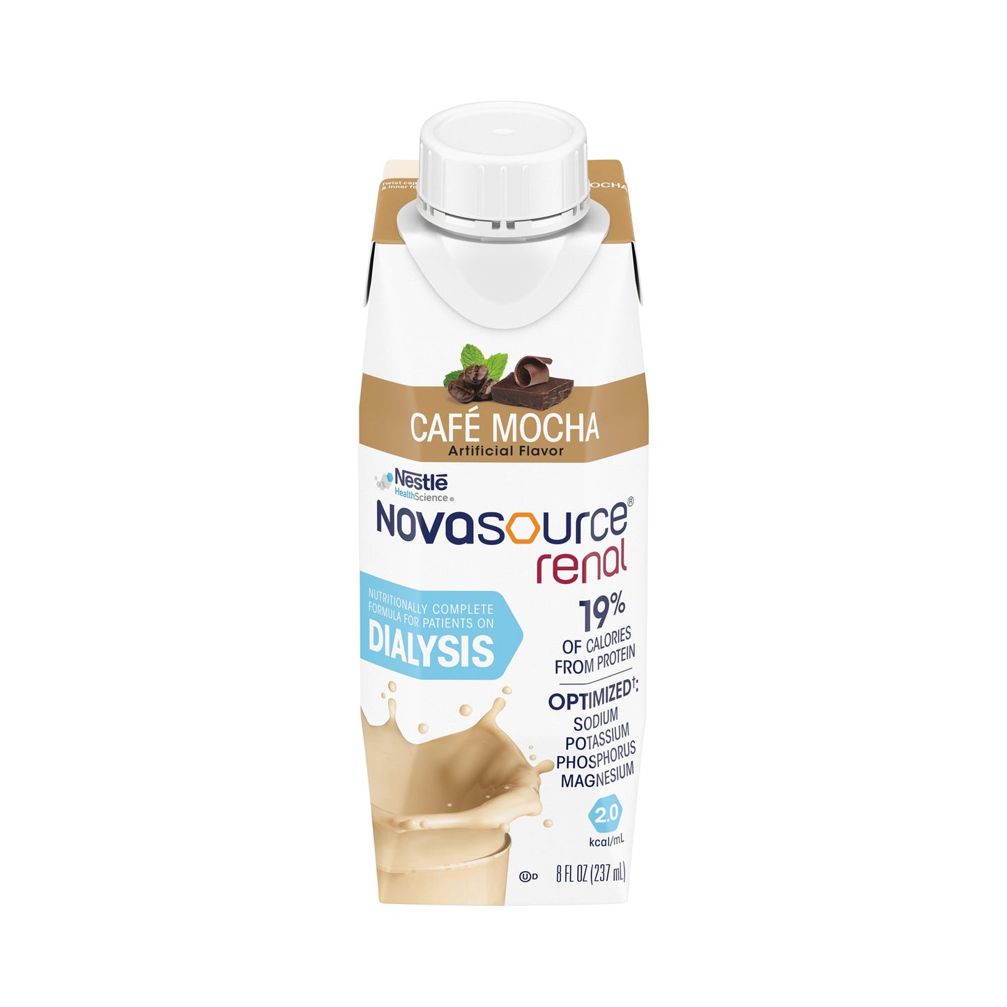 Nestle Novasource Renal Café Mocha Oral Supplement 8 oz Liquid Carton for Kidney Health