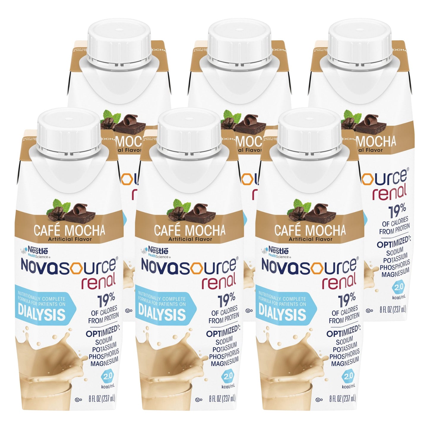 Nestle Novasource Renal Café Mocha Oral Supplement 8 oz Liquid Carton for Kidney Health