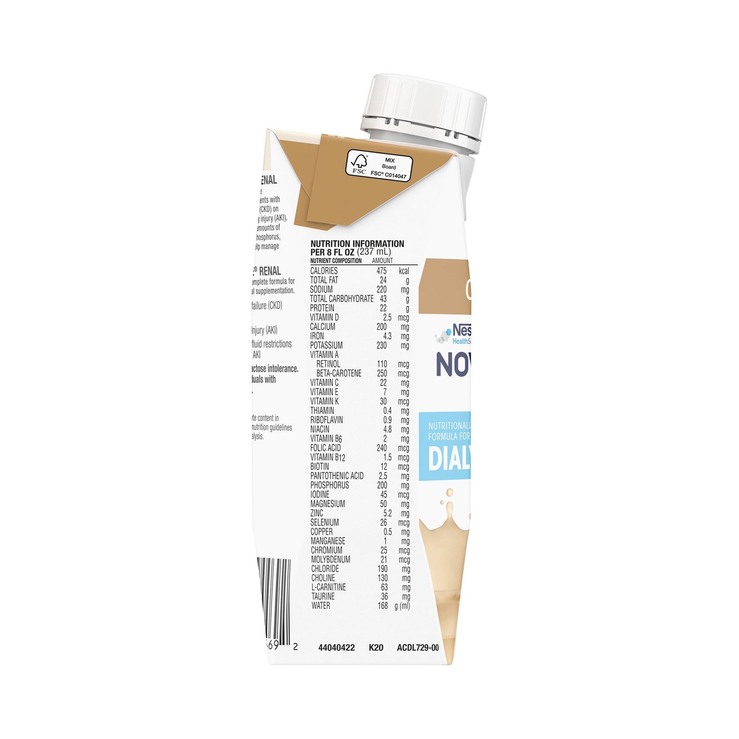 Nestle Novasource Renal Café Mocha Oral Supplement 8 oz Liquid Carton for Kidney Health
