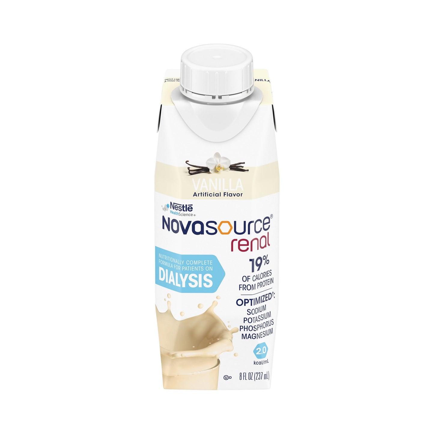Nestle Novasource Renal Vanilla Oral Supplement 8 oz Liquid Carton for Kidney Health