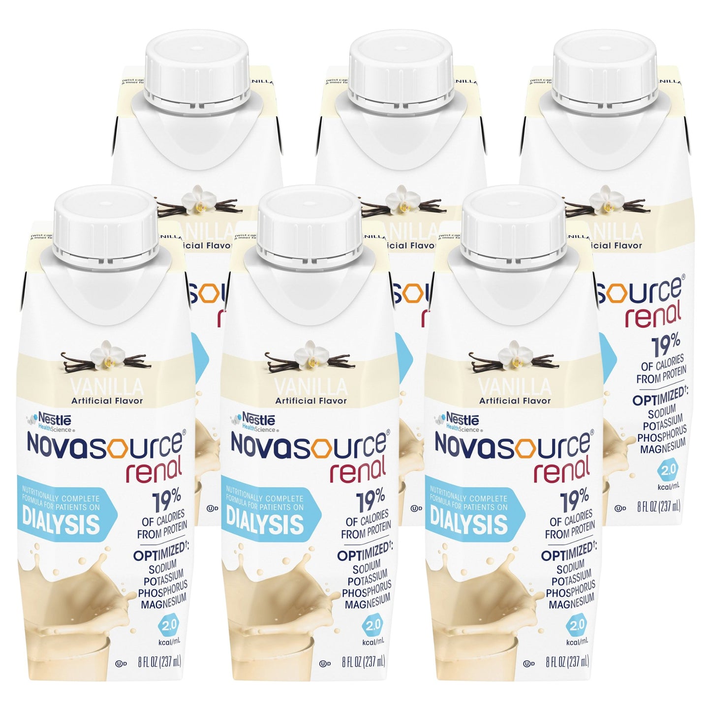 Nestle Novasource Renal Vanilla Oral Supplement 8 oz Liquid Carton for Kidney Health