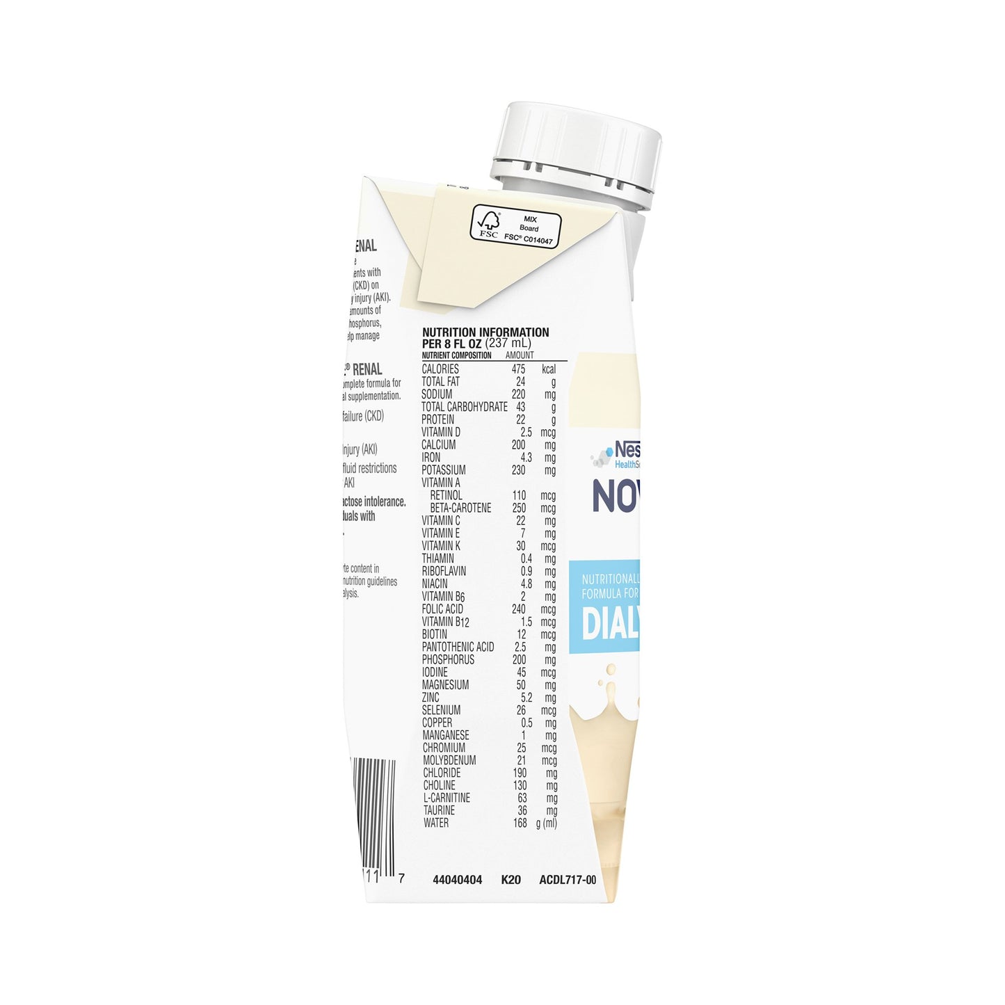 Nestle Novasource Renal Vanilla Oral Supplement 8 oz Liquid Carton for Kidney Health
