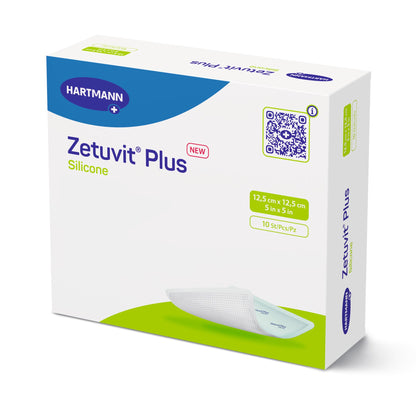 Zetuvit Plus Silicone Super Absorbent Dressing 5 X 5 Inch Square Sterile Silicone Adhesive