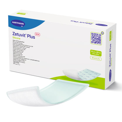 Zetuvit Plus Silicone Super Absorbent Dressing 4 X 8 Inch Rectangle Sterile Silicone Adhesive