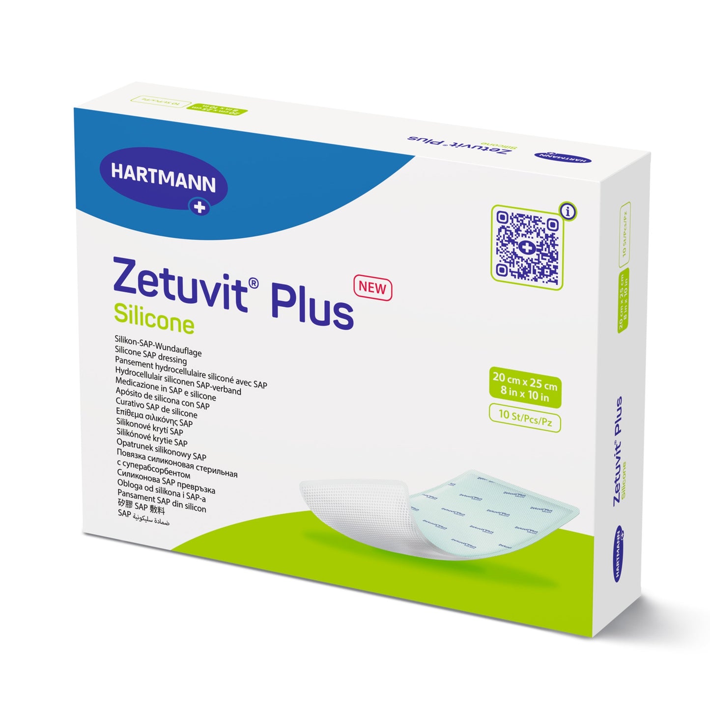 Zetuvit Plus Silicone Super Absorbent Dressing 8 X 10 Inch Rectangle Sterile Silicone Adhesive