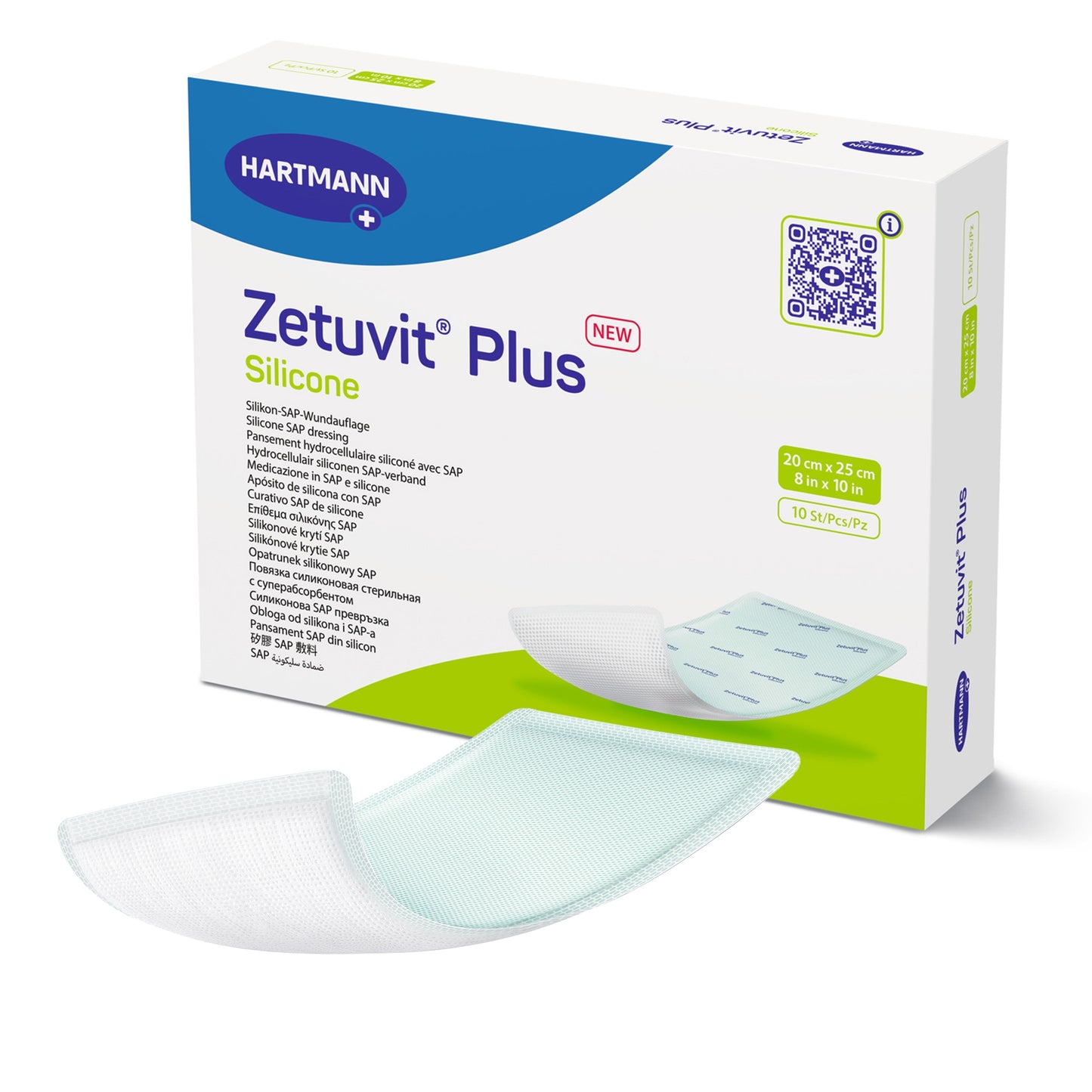 Zetuvit Plus Silicone Super Absorbent Dressing 8 X 10 Inch Rectangle Sterile Silicone Adhesive