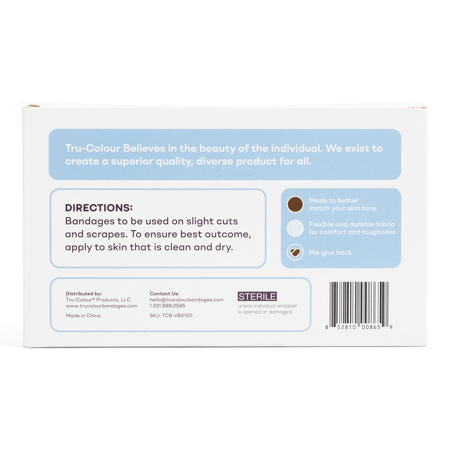 Tru-Colour Fabric Adhesive Strips 1 x 3 Inch Sterile Bandages – Assorted Skin Tone Shades