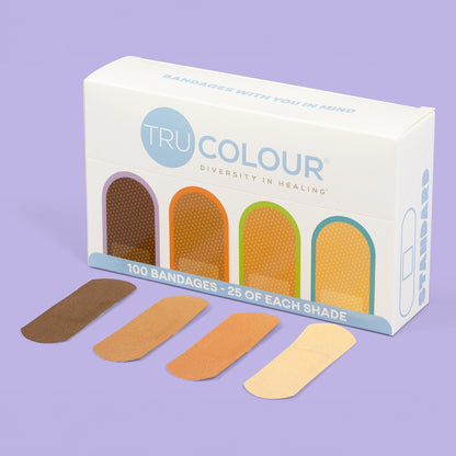 Tru-Colour Fabric Adhesive Strips 1 x 3 Inch Sterile Bandages – Assorted Skin Tone Shades
