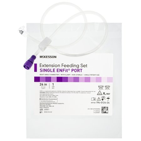 Bolus Enteral Feeding Extension Tube Set McKesson, EnFit, Secure Lock Right Angle Connector and Clamp, NonSterile