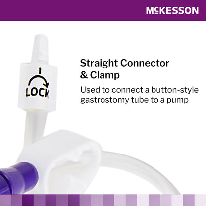 McKesson Bolus Enteral Feeding Extension Tube Set 12 Inch ENFit Secure Lock Straight Connector with Clamp NonSterile