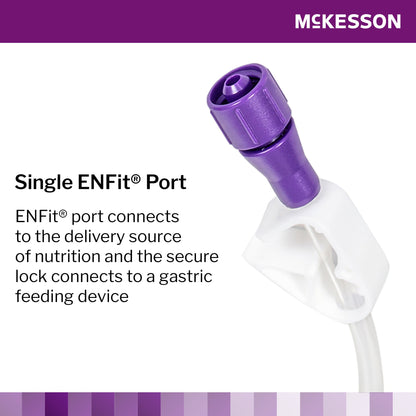 McKesson Bolus Enteral Feeding Extension Tube Set 12 Inch ENFit Secure Lock Straight Connector with Clamp NonSterile
