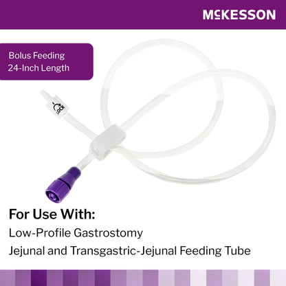 McKesson Bolus Enteral Feeding Extension Tube Set 24 Inch ENFit Secure Lock Straight Connector with Clamp NonSterile