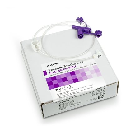 Enteral Feeding Extension Set McKesson, Enfit, Y-Port, Right Angle Connector and Clamp, NonSterile