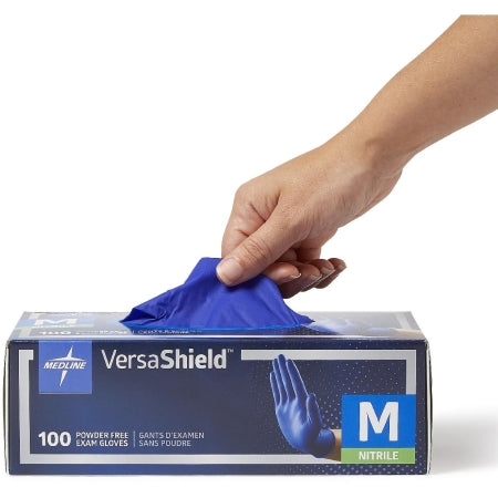 Exam Glove VersaShield NonSterile Nitrile Standard Cuff Length Fully Textured Blue and Dark Blue Chemo Tested / Fentanyl Tested