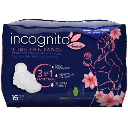 Feminine Pad incognito by Prevail Ultra Thin with Wings Regular Absorbency