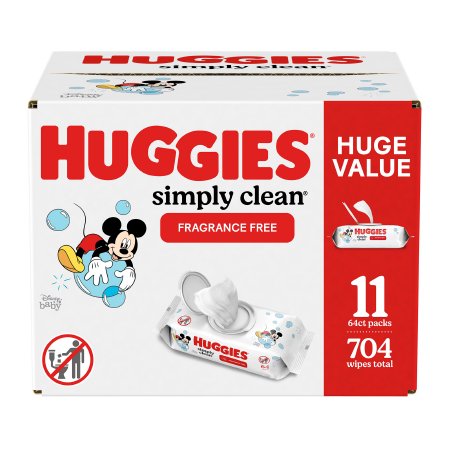 Baby Wipe Huggies Simply Clean Soft Pack Unscented 704 Count