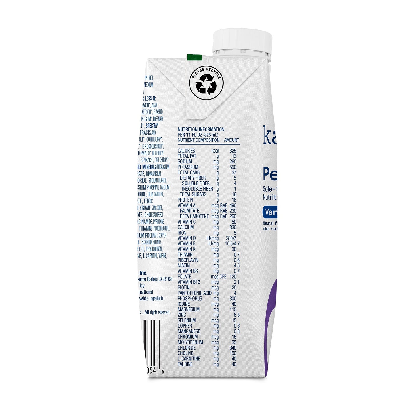 Kate Farms Peptide 1.0 Vanilla Flavor Liquid 11 oz Carton Plant-Based Peptide Oral Supplement