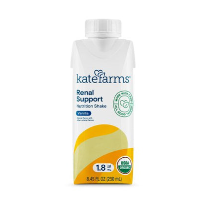 Oral Supplement Kate Farms Peptide/Renal Support 1.0/1.8 Vanilla Flavor Liquid 11/8.45 oz. Carton