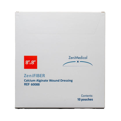 ZeniFIBER Calcium Alginate Dressing 8 x 8 Inch Sterile Square Dressing