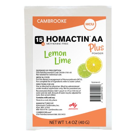 Oral Supplement Homactin AA Plus Lemon-Lime Flavor Powder 1.4 oz. Individual Packet