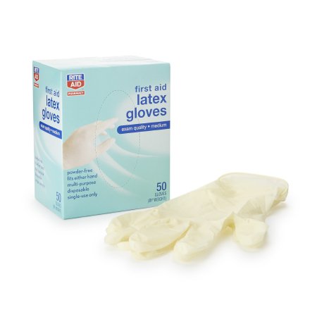 Exam Glove Rite Aid NonSterile Latex Standard Cuff Length Cream Not Rated