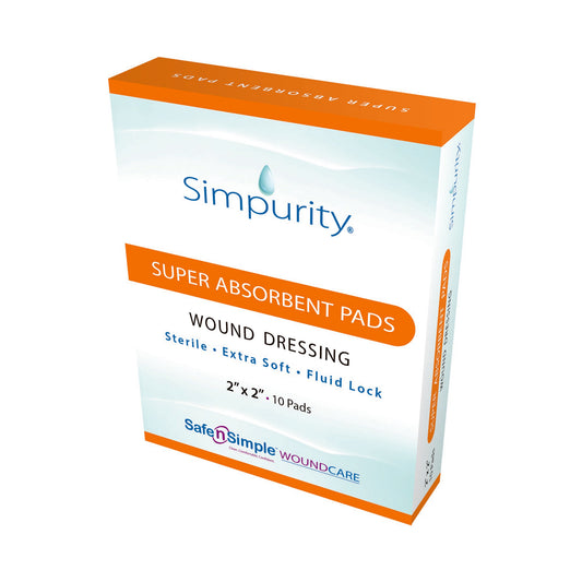 Simpurity Super Absorbent Dressing 2 x 2 Inch Sterile Square Dressing