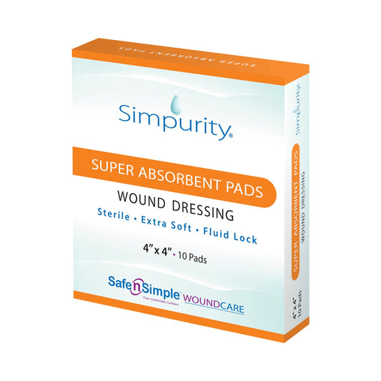 Simpurity Super Absorbent Dressing 4 x 4 Inch Sterile Square Dressing