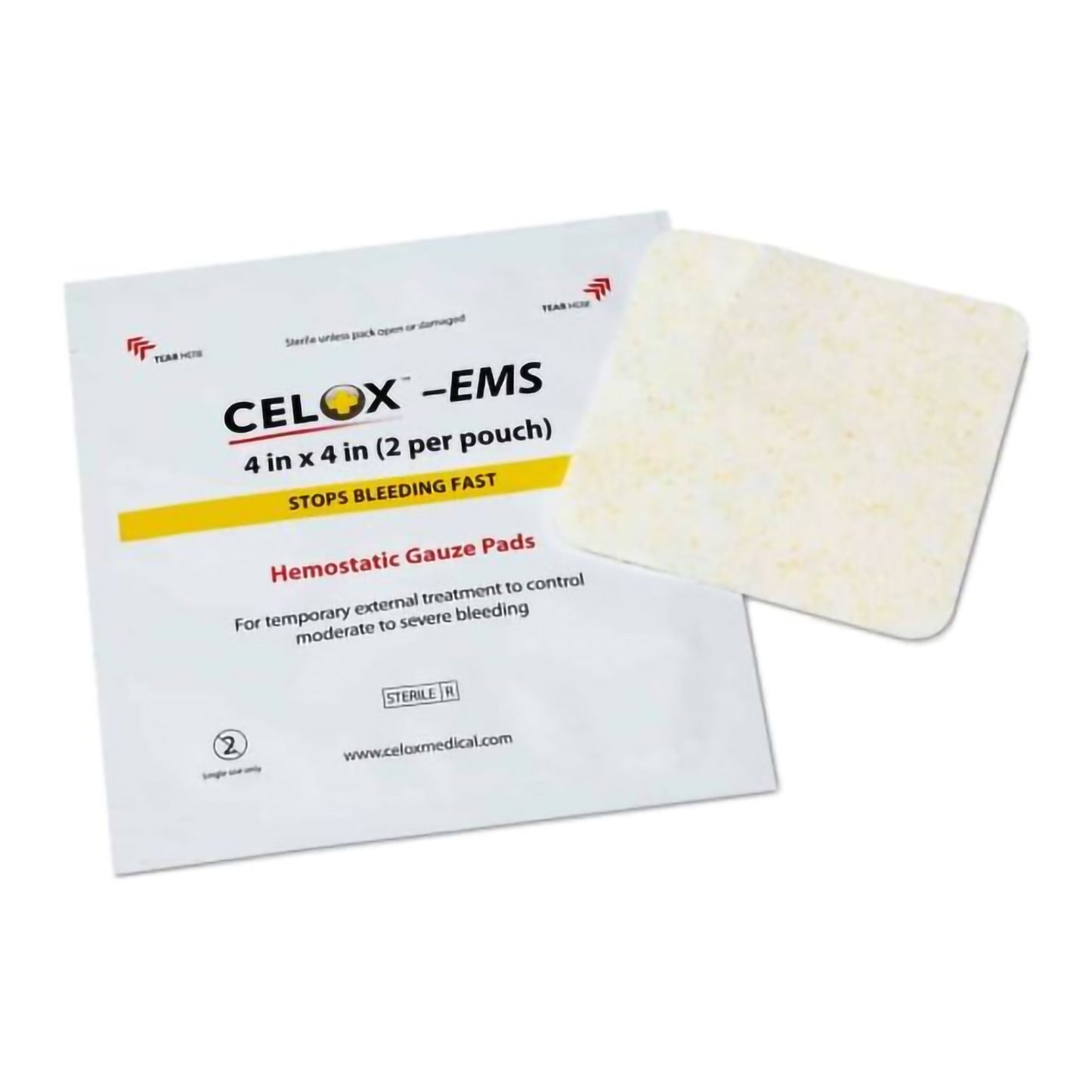 Celox EMS Hemostatic Dressing 4 x 4 Inch Sterile Gauze Dressing