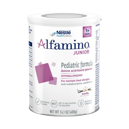 Pediatric Oral Supplement Alfamino Junior Vanilla Flavor 14.1 oz. Can Powder Amino Acid Food Allergies