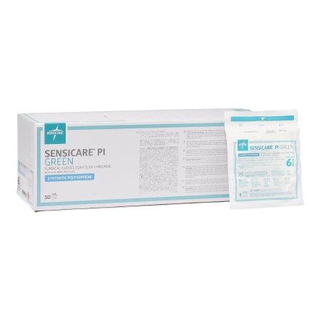 Surgical Glove SensiCare PI Green with Aloe Sterile Polyisoprene Standard Cuff Length Smooth Green Chemo Tested