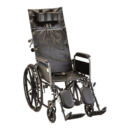 Reclining Wheelchair Nova Full Length Arm Elevating Legrest Black Upholstery 18 Inch Seat Width Adult 300 lbs. Weight Capacity